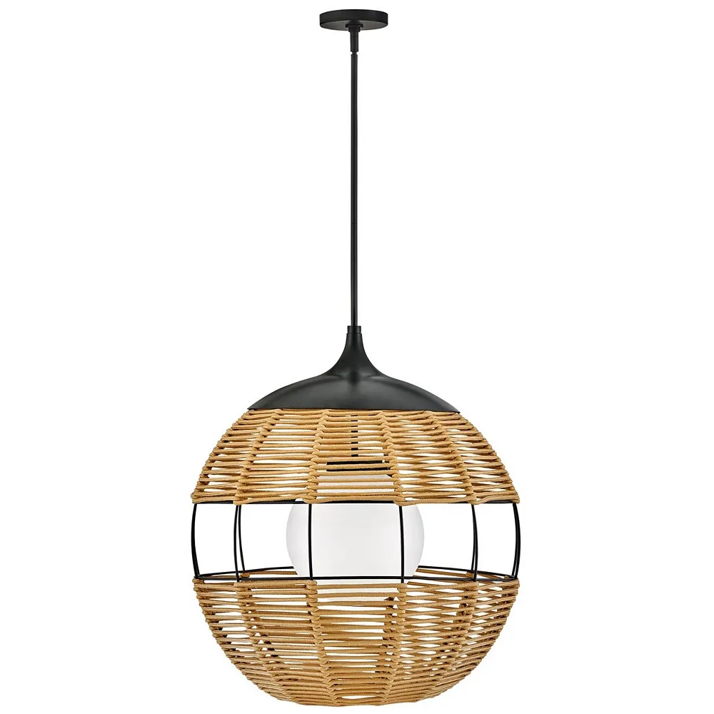 Hinkley Maddox 26"H Black and Natural Outdoor Hanging Light