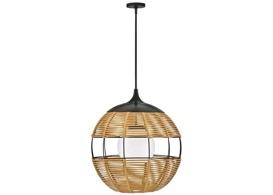 Hinkley Maddox 26"H Black and Natural Outdoor Hanging Light