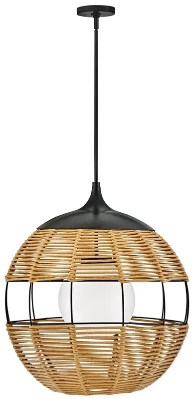 Hinkley Maddox 26"H Black and Natural Outdoor Hanging Light