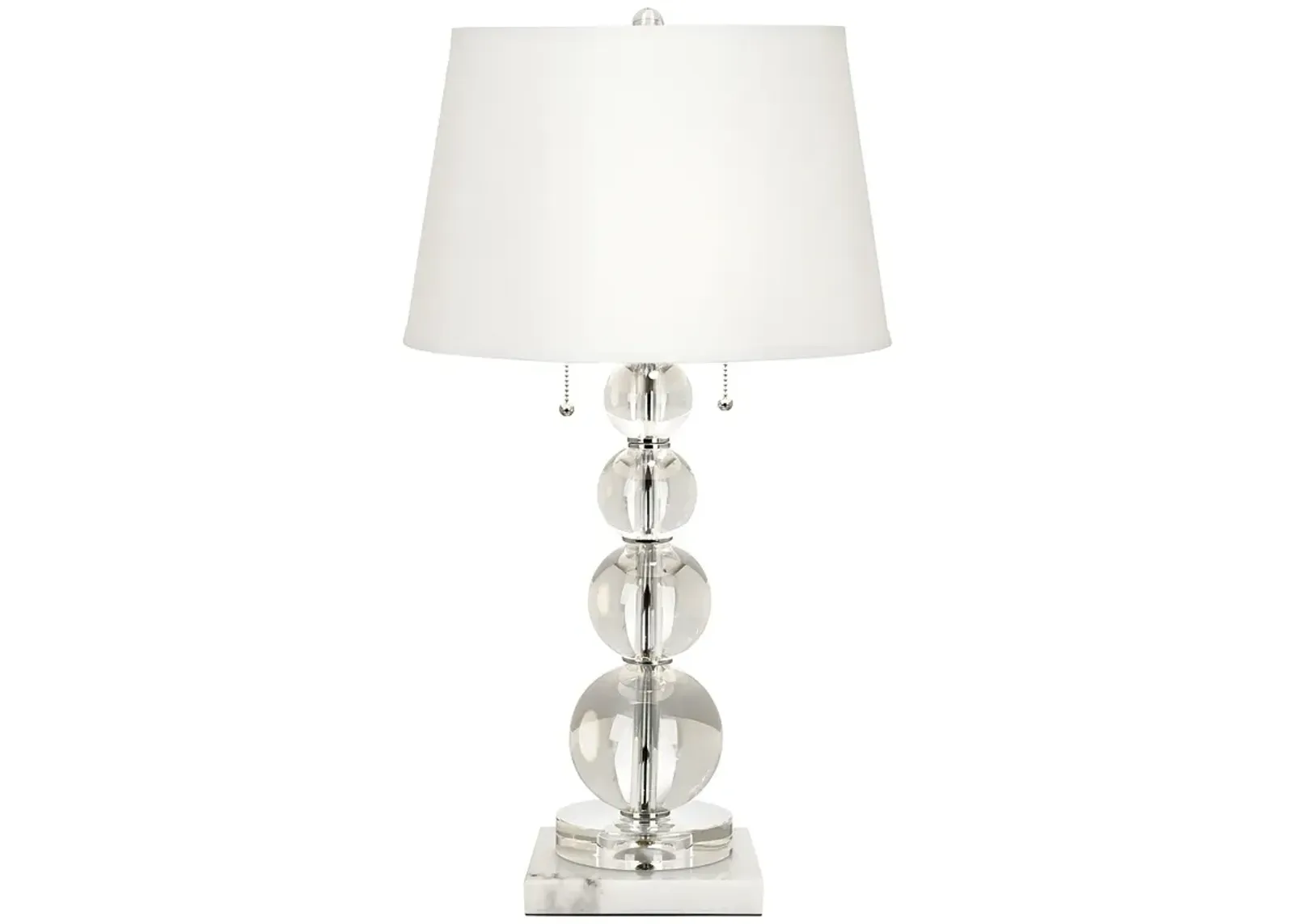 Stacked Crystal Spheres Table Lamp w/ Square White Marble Riser