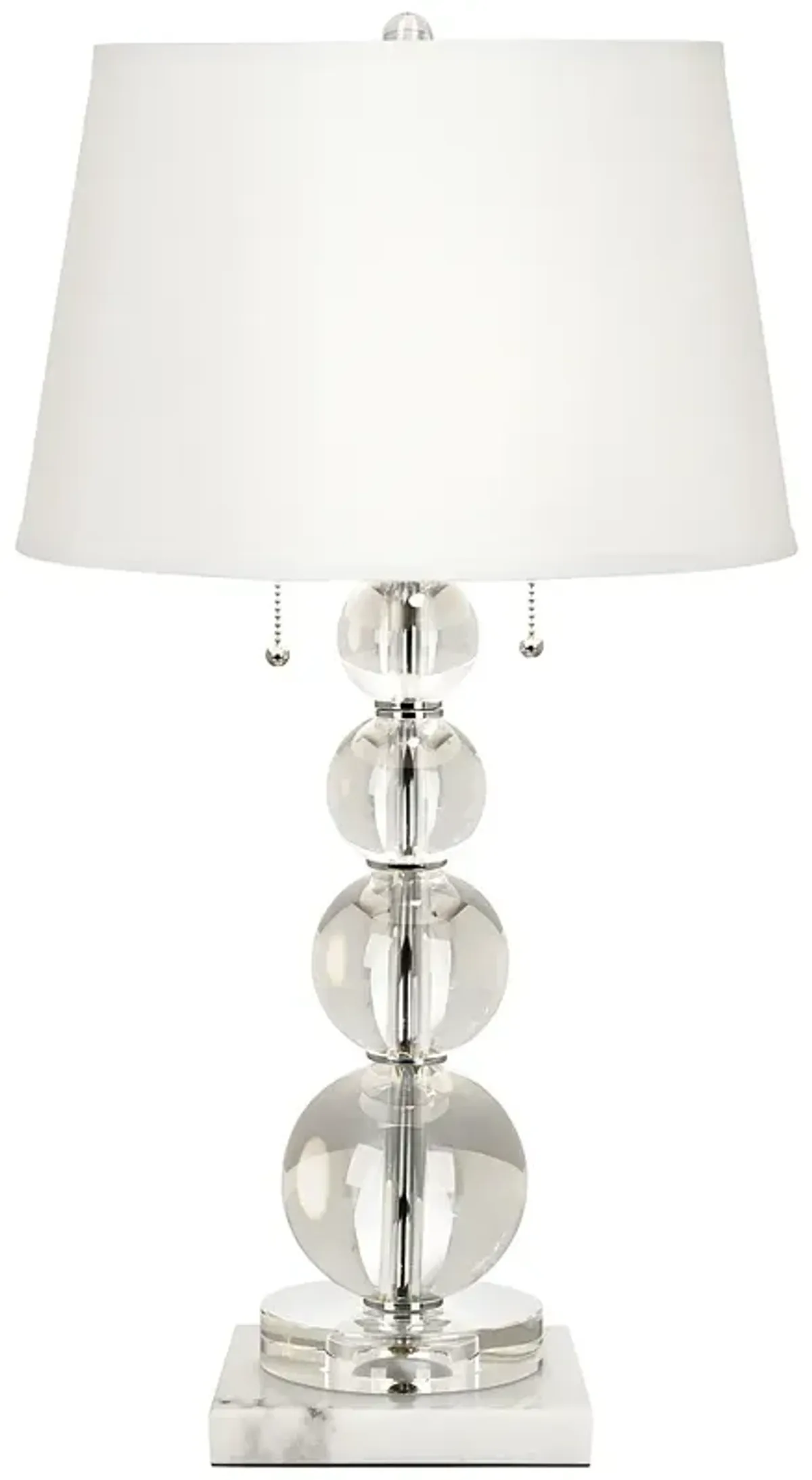 Stacked Crystal Spheres Table Lamp w/ Square White Marble Riser