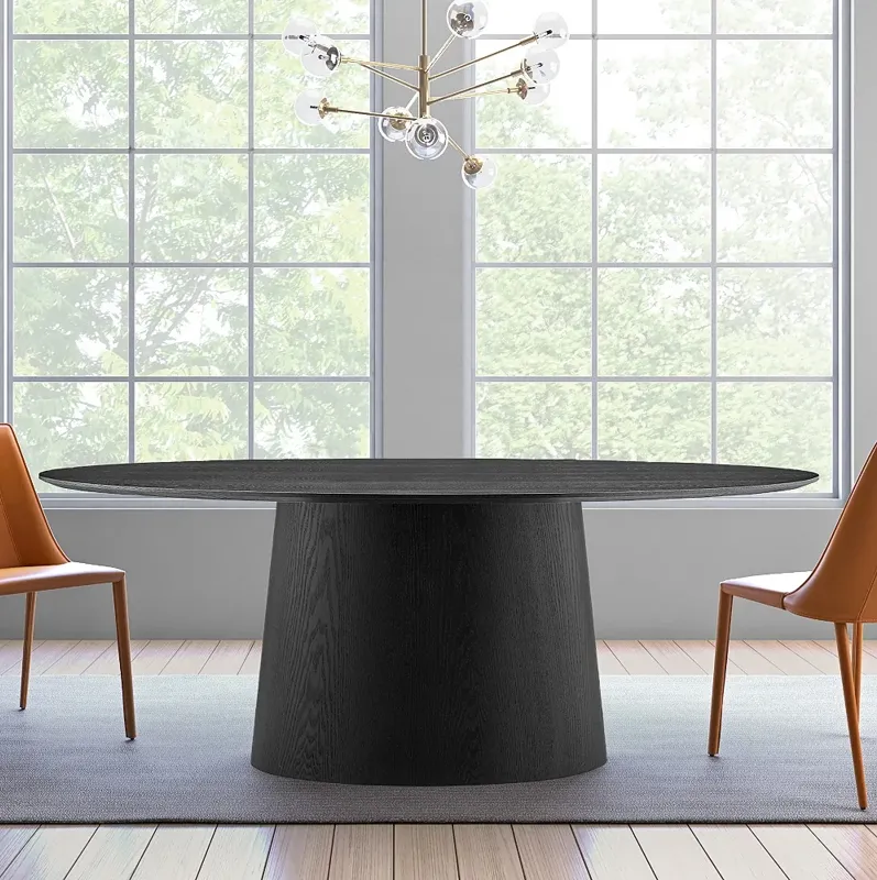 Deodat 78 1/2"W Ash Veneered Matte Black Oval Dining Table