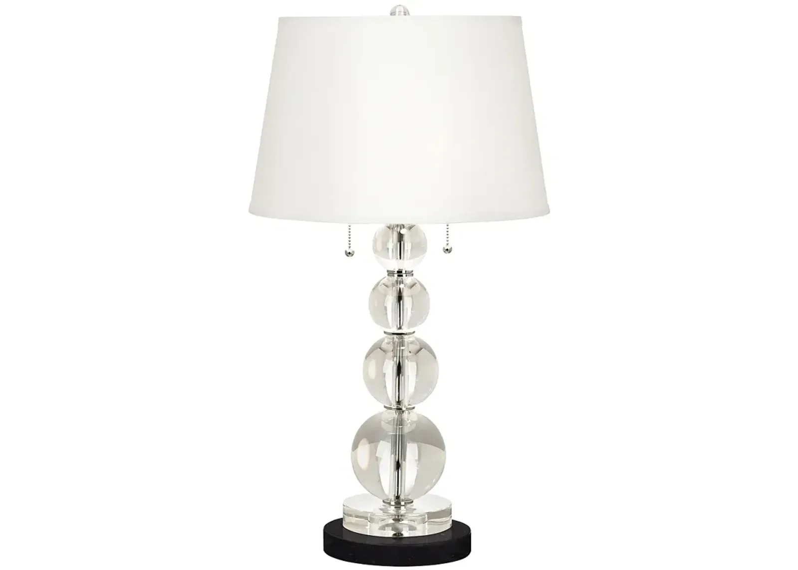 Stacked Crystal Spheres Table Lamp with Round Black Marble Riser