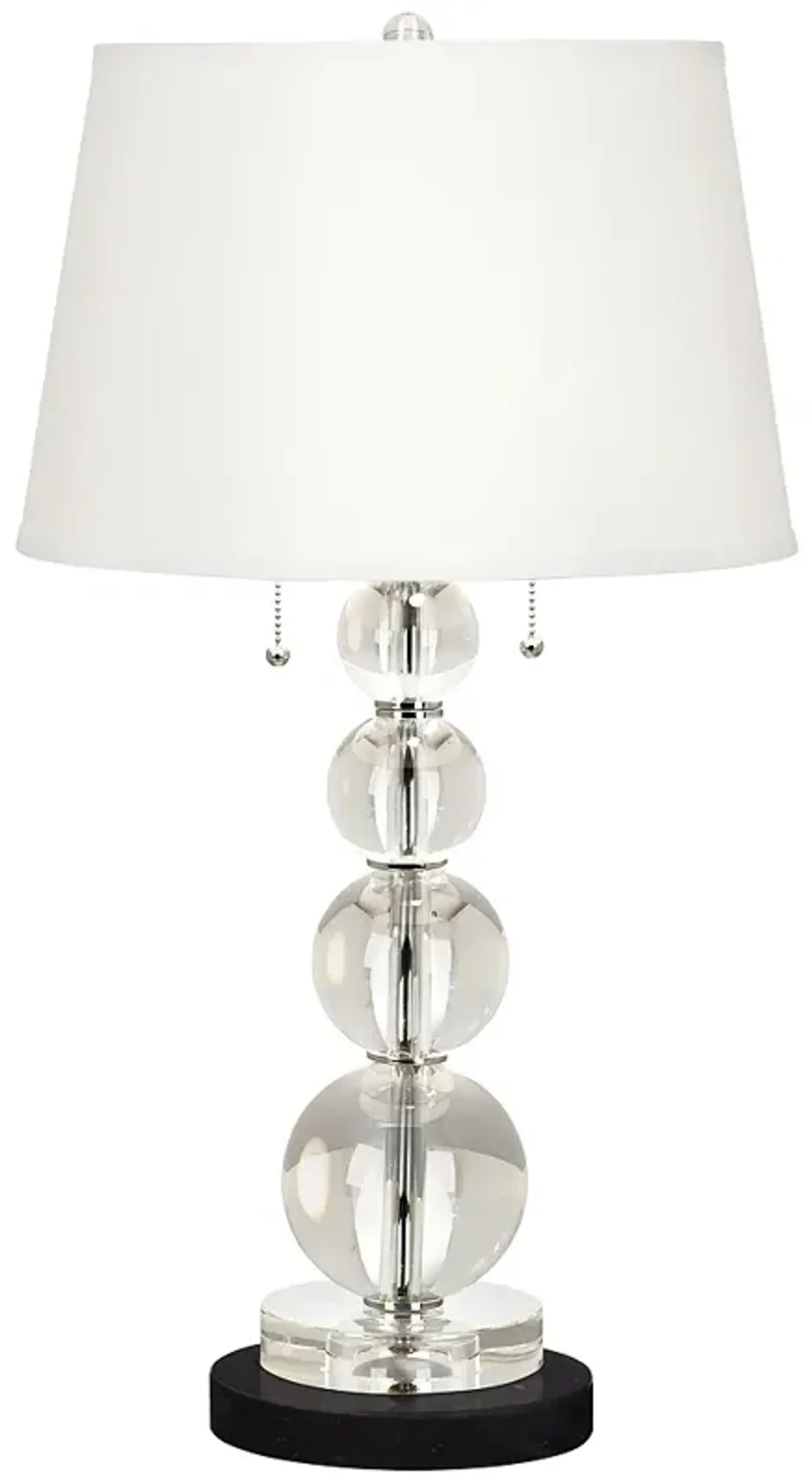 Stacked Crystal Spheres Table Lamp with Round Black Marble Riser