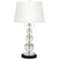 Stacked Crystal Spheres Table Lamp with Round Black Marble Riser