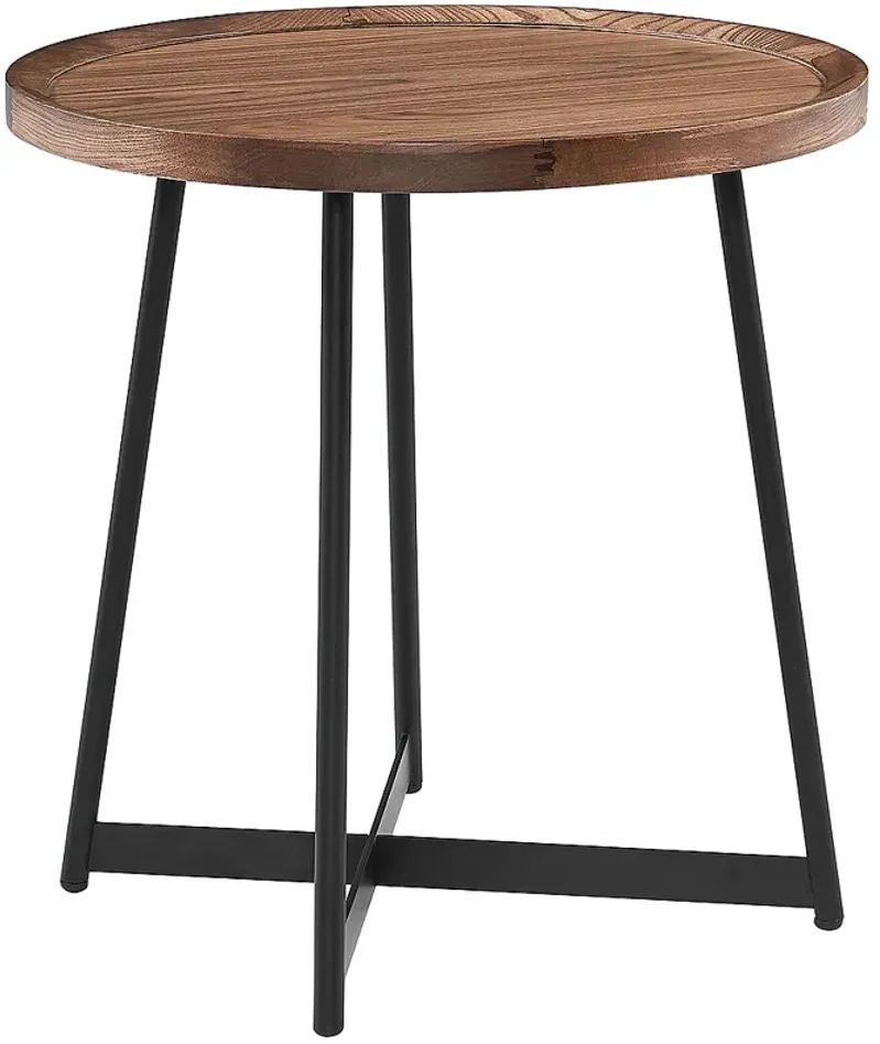 Niklaus 21 3/4" Wide American Walnut Wood Round Side Table