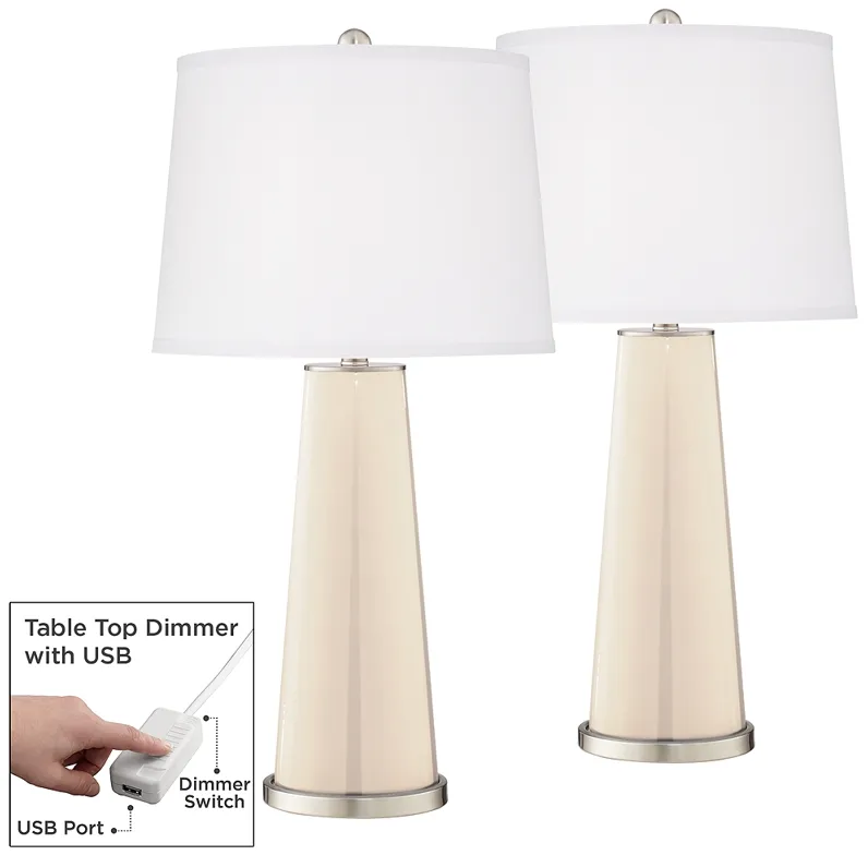 Steamed Milk Leo Table Lamp Set of 2 with Dimmers
