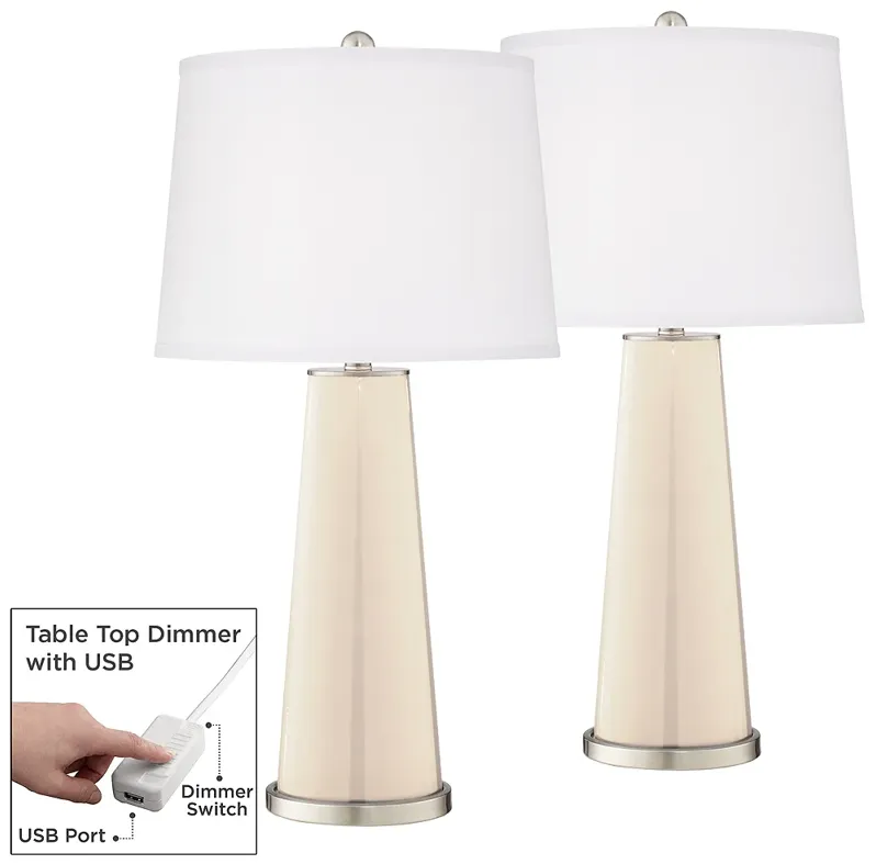 Steamed Milk Leo Table Lamp Set of 2 with Dimmers