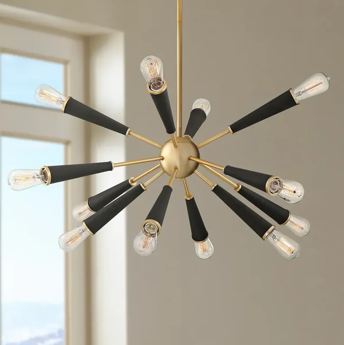 Crystorama Zodiac 34" Aged Brass 12-Light Modern Sputnik Chandelier