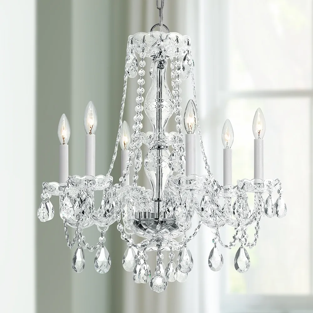 Traditional Crystal 23"W Polished Chrome 6-Light Chandelier