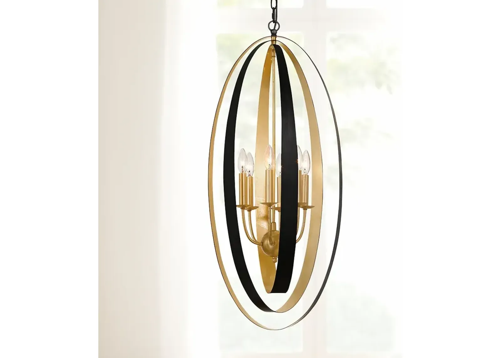 Luna 16"W English Bronze and Antique Gold 6-Light Pendant