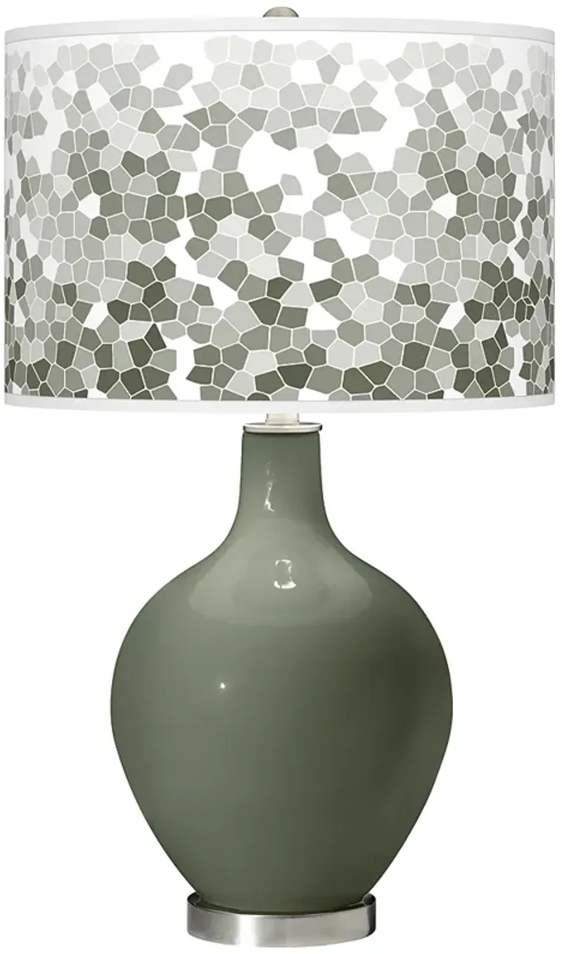 Deep Lichen Green Mosaic Giclee Ovo Table Lamp