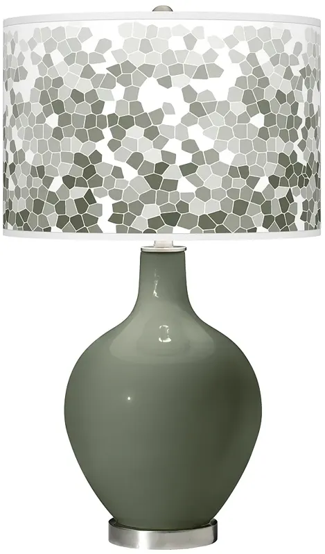 Deep Lichen Green Mosaic Giclee Ovo Table Lamp