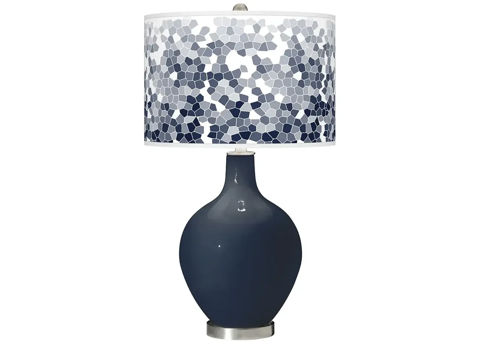 Color Plus Ovo Modern Naval Blue Table Lamp with Mosaic Pattern Shade