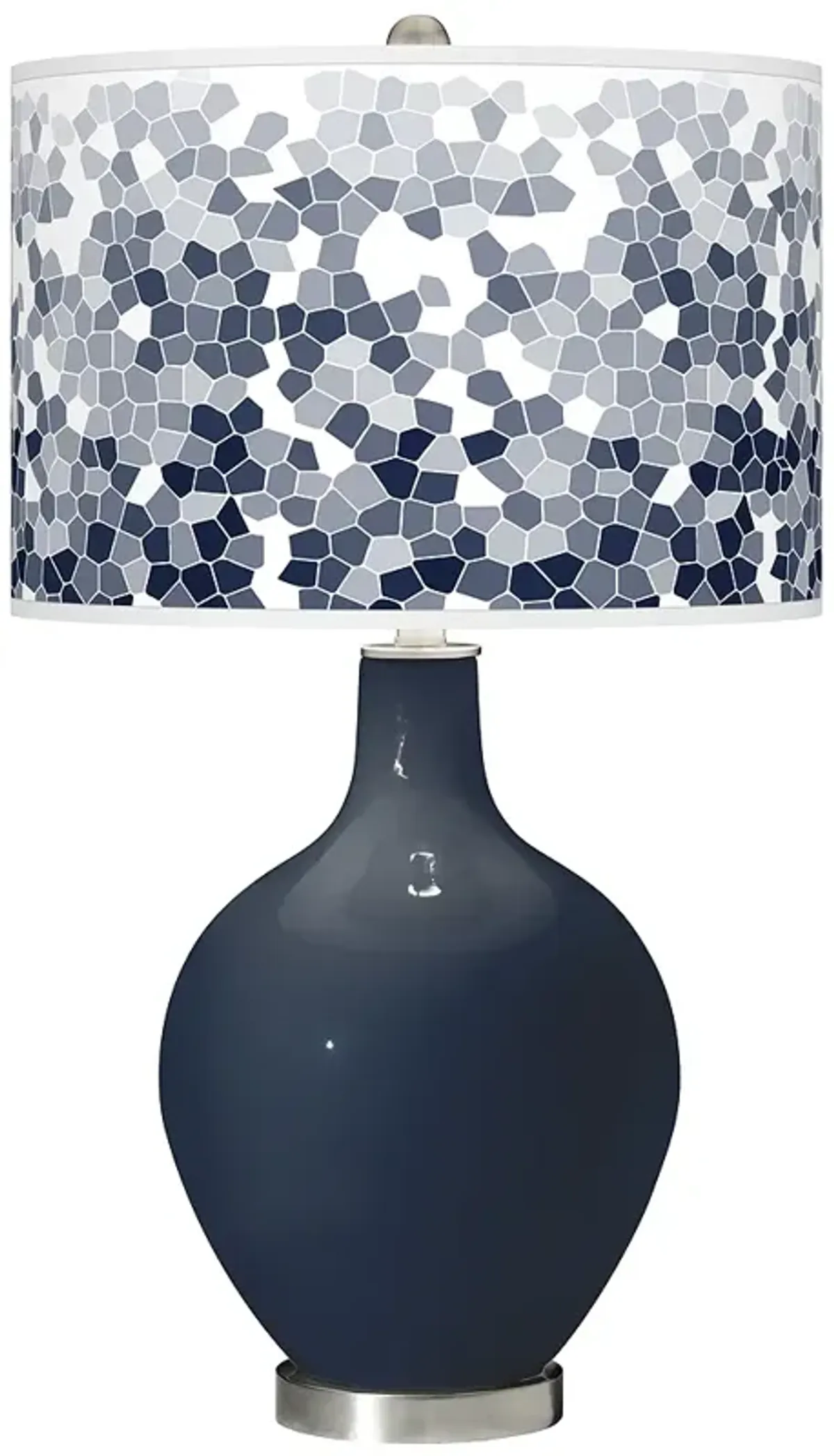 Color Plus Ovo Modern Naval Blue Table Lamp with Mosaic Pattern Shade