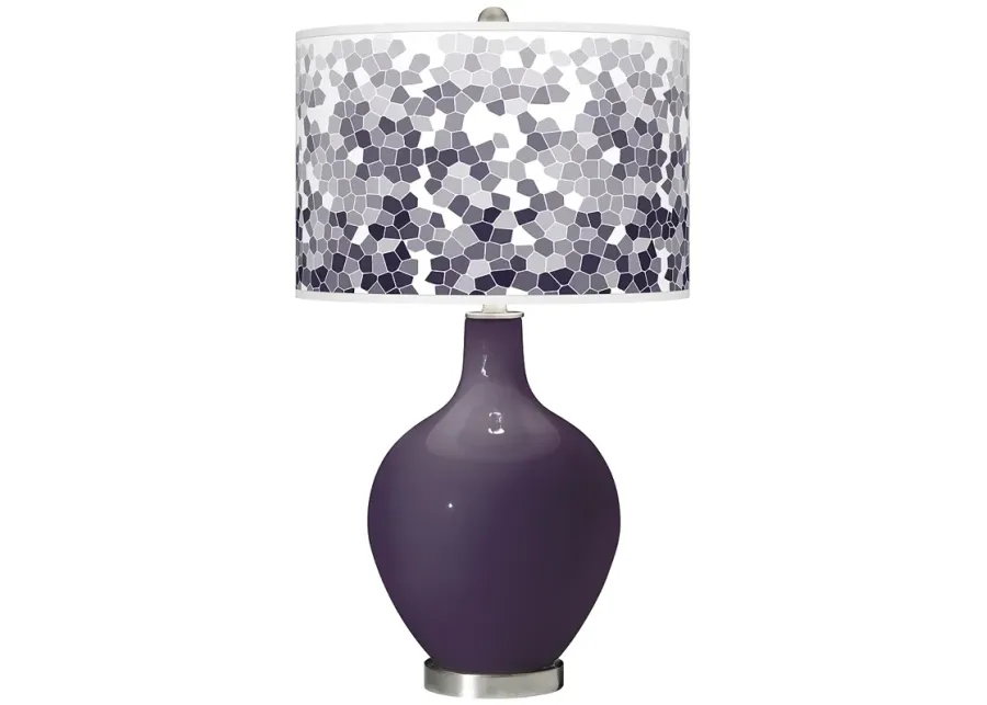 Quixotic Plum Mosaic Giclee Ovo Table Lamp