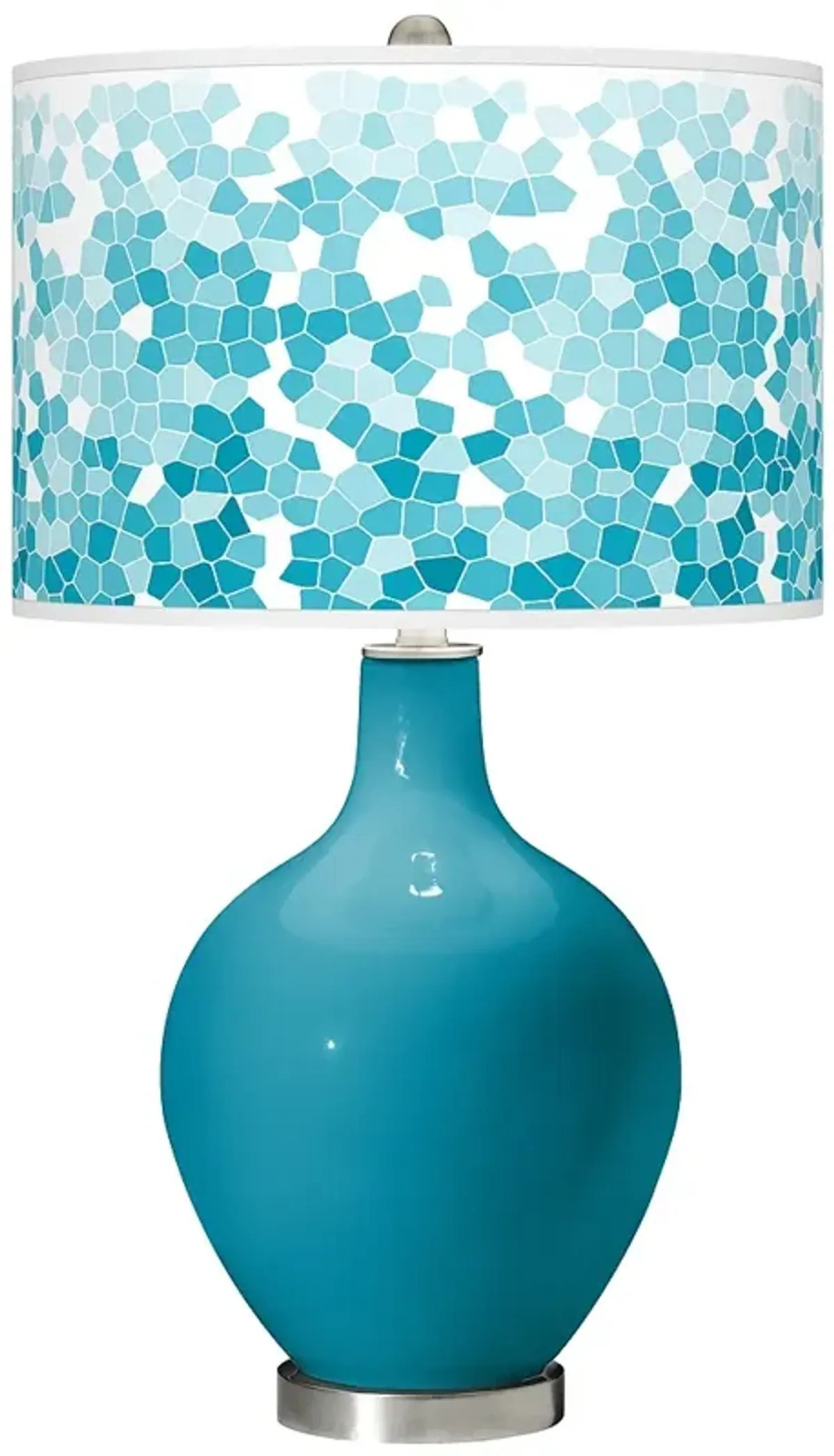 Color Plus Ovo 28 1/2" Mosaic Shade Caribbean Sea Blue Table Lamp