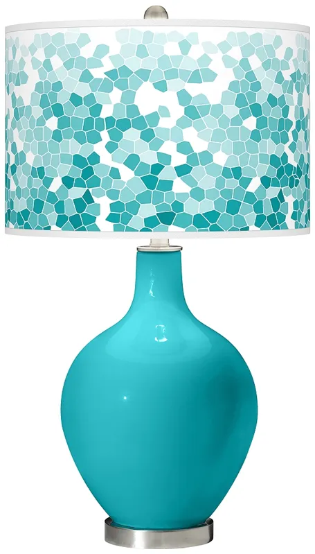Surfer Blue Mosaic Giclee Ovo Table Lamp