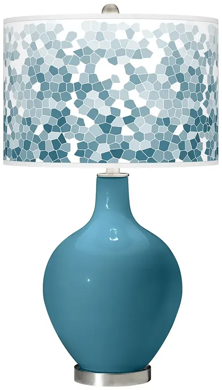 Color Plus Ovo 28 1/2" Mosaic Shade Great Falls Blue Table Lamp