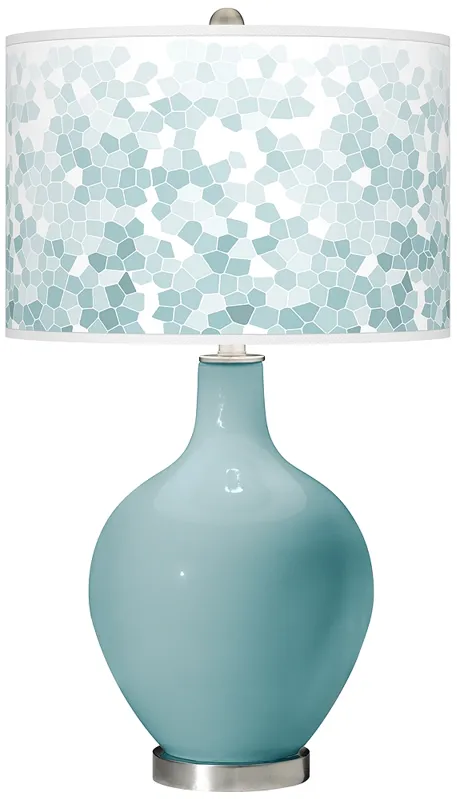Raindrop Blue with Mosaic Giclee Shade Ovo Table Lamp