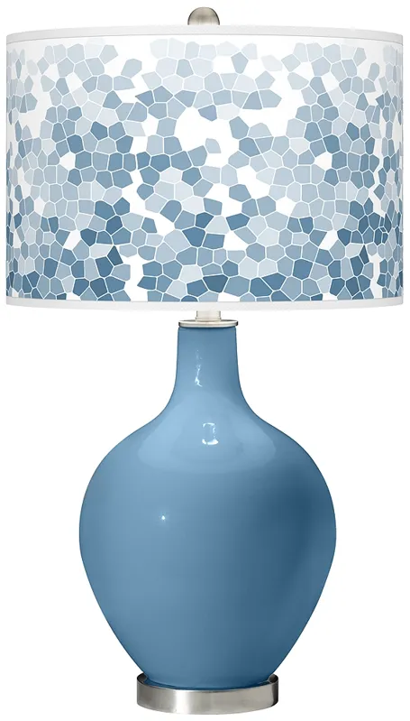 Secure Blue Mosaic Giclee Ovo Table Lamp
