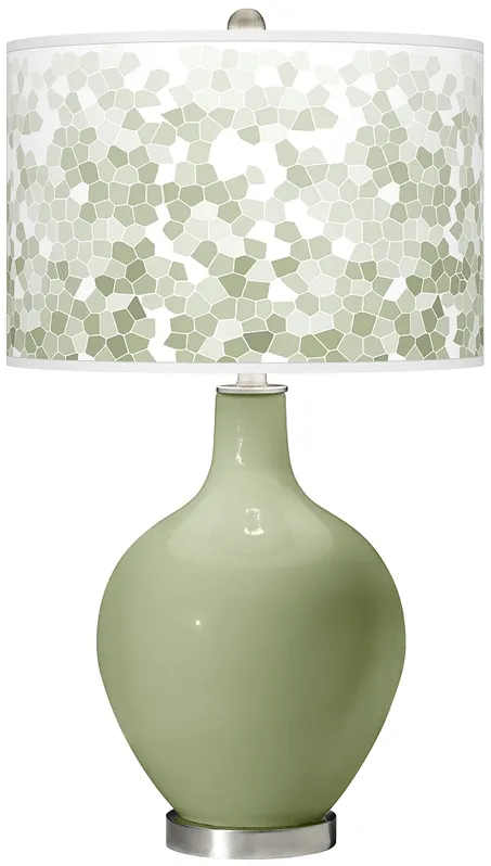 Majolica Green Mosaic Giclee Ovo Table Lamp