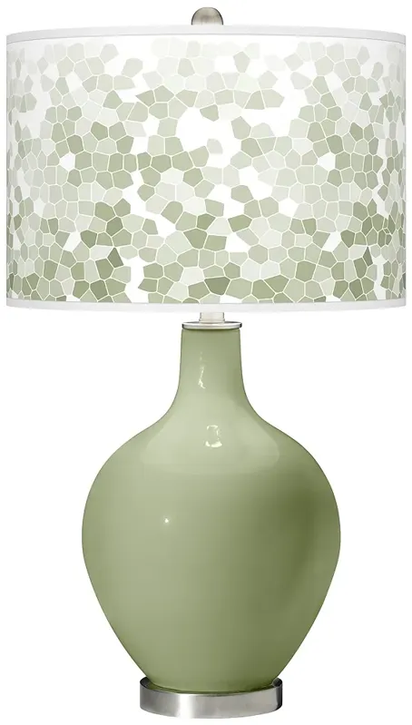 Majolica Green Mosaic Giclee Ovo Table Lamp