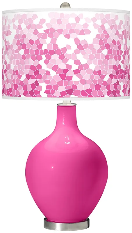 Color Plus Ovo 28 1/2" Mosaic Pattern Shade Fuchsia Pink Table Lamp