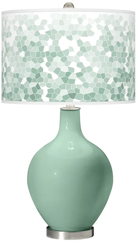 Grayed Jade Mosaic Giclee Ovo Table Lamp
