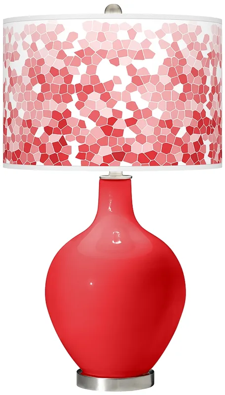 Poppy Red Mosaic Giclee Ovo Table Lamp