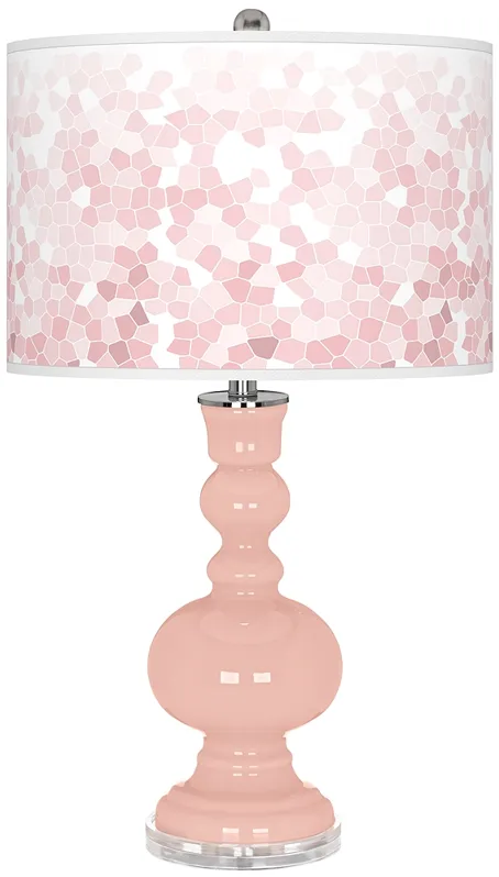 Rose Pink Mosaic Giclee Apothecary Table Lamp