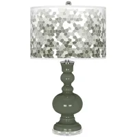 Deep Lichen Green Mosaic Giclee Apothecary Table Lamp