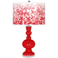Bright Red Mosaic Giclee Apothecary Table Lamp