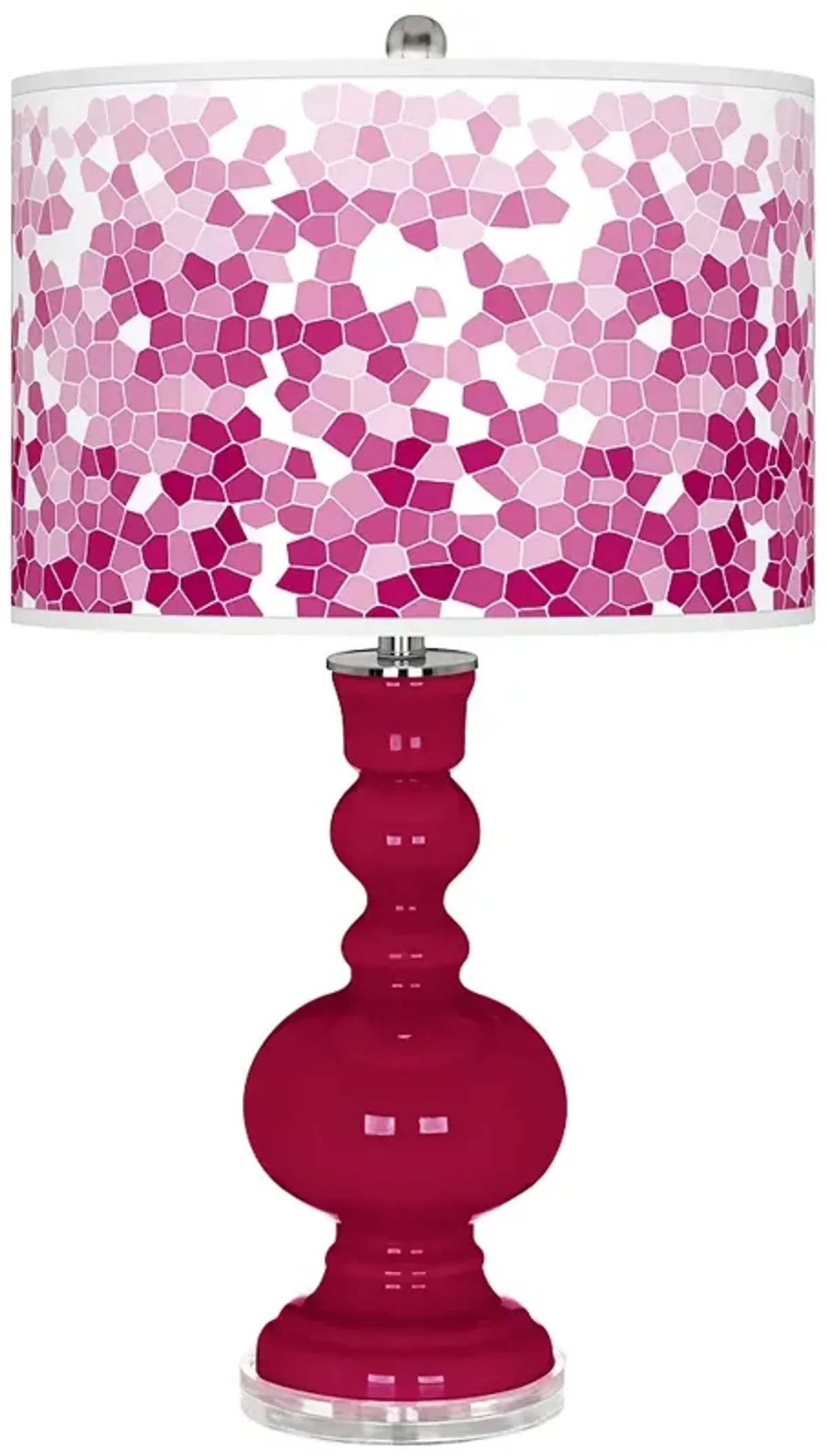 French Burgundy Mosaic Giclee Apothecary Table Lamp