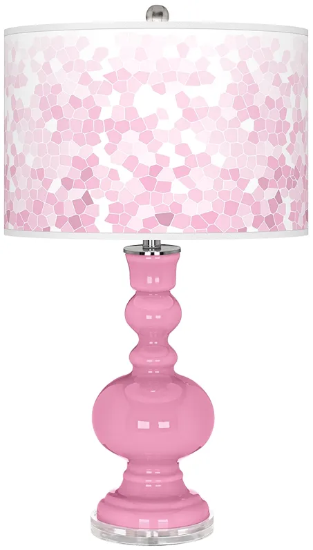 Candy Pink Mosaic Giclee Apothecary Table Lamp