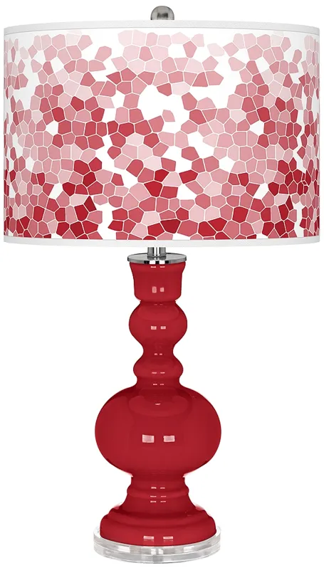 Ribbon Red Mosaic Giclee Apothecary Table Lamp