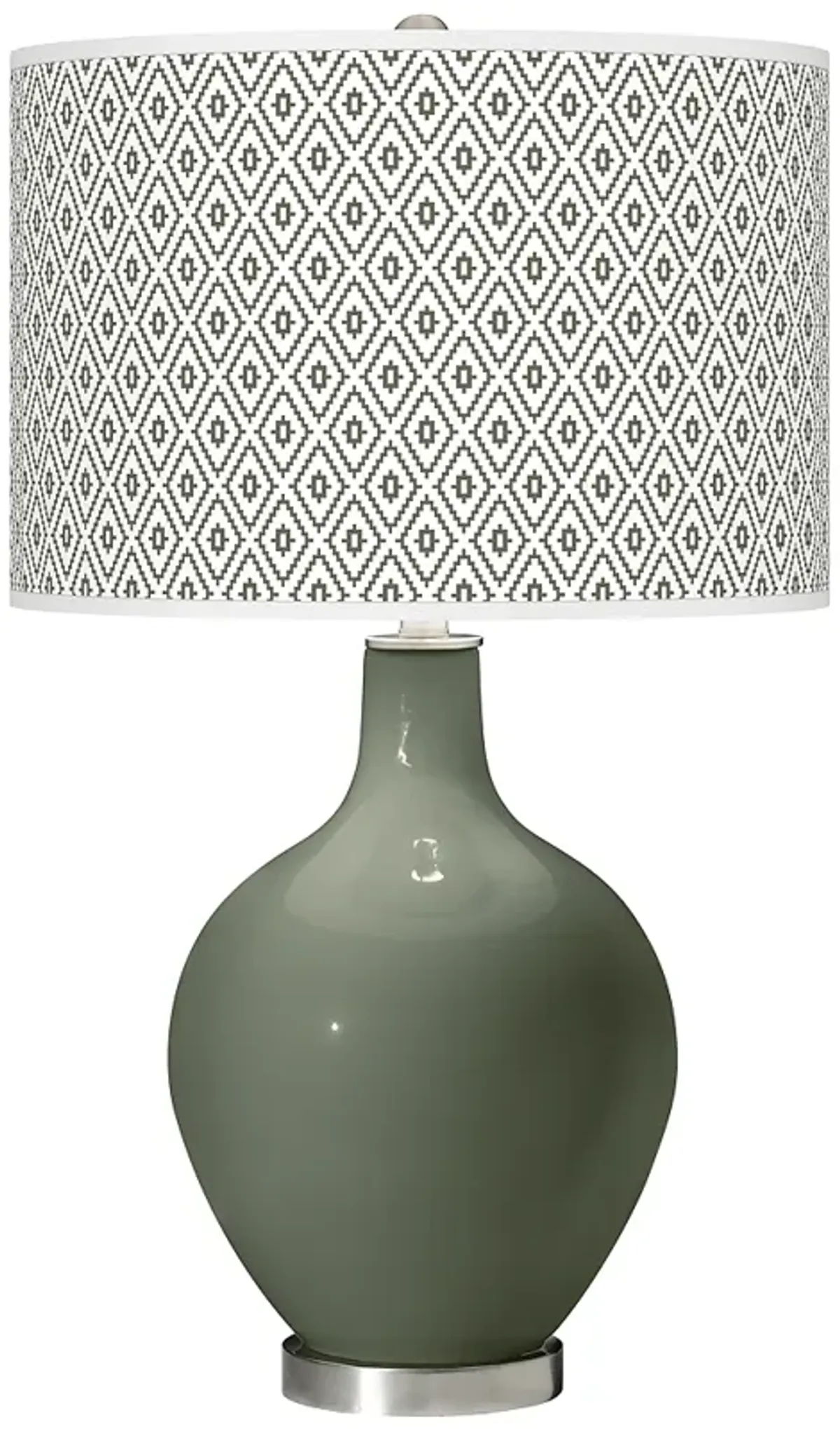 Color Plus Ovo 28 1/2" Diamonds Shade Deep Lichen Green Table Lamp