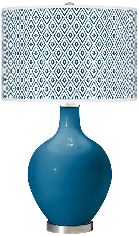 Colro Plus Ovo 28 1/2" Diamonds Shade Mykonos Blue Table Lamp