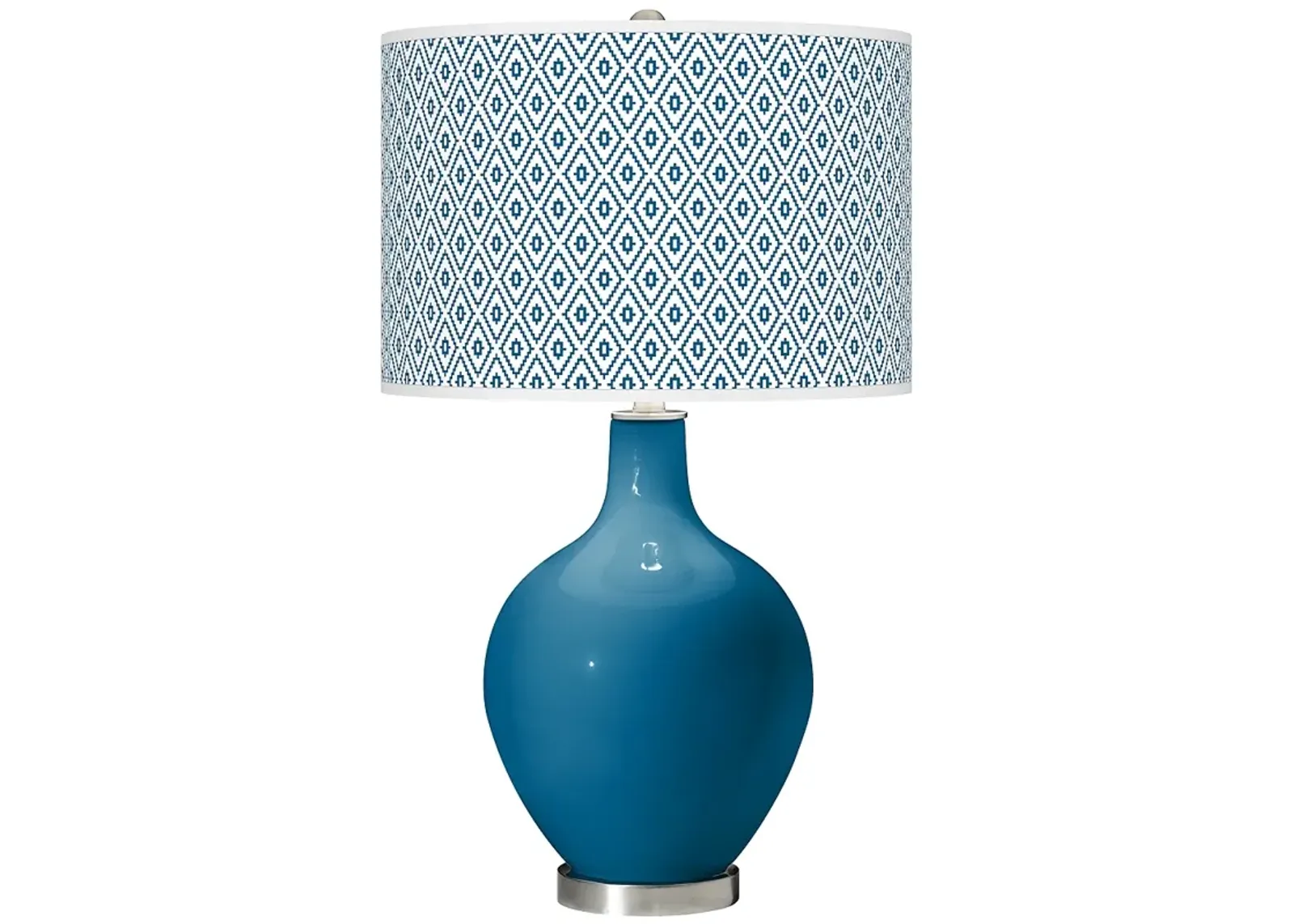 Colro Plus Ovo 28 1/2" Diamonds Shade Mykonos Blue Table Lamp