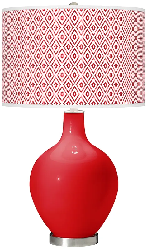 Bright Red Diamonds Ovo Table Lamp