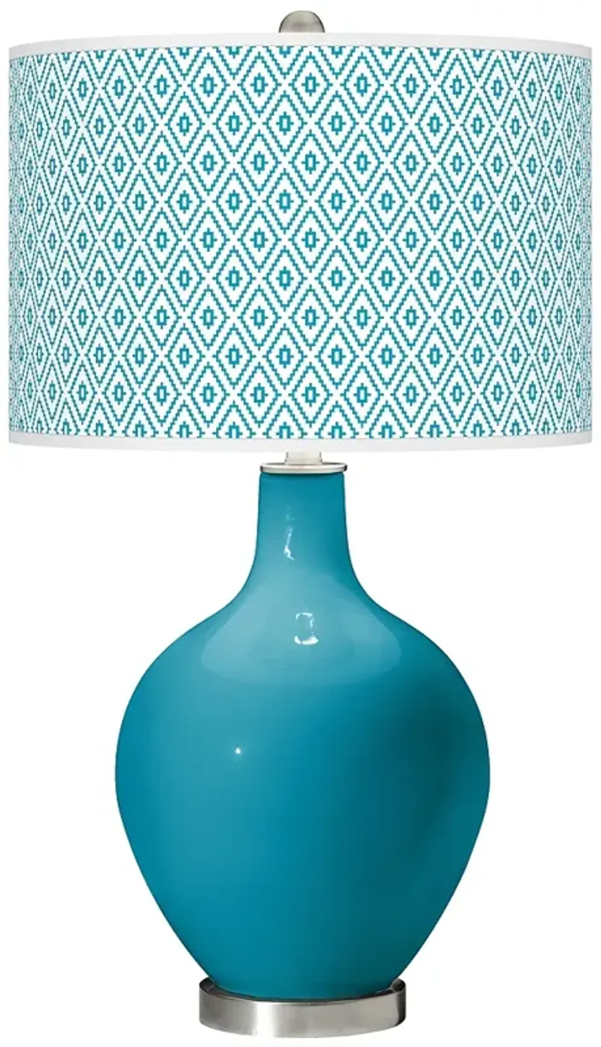 Color Plus Ovo 28 1/2" Diamonds Shade Caribbean Sea Blue Table Lamp