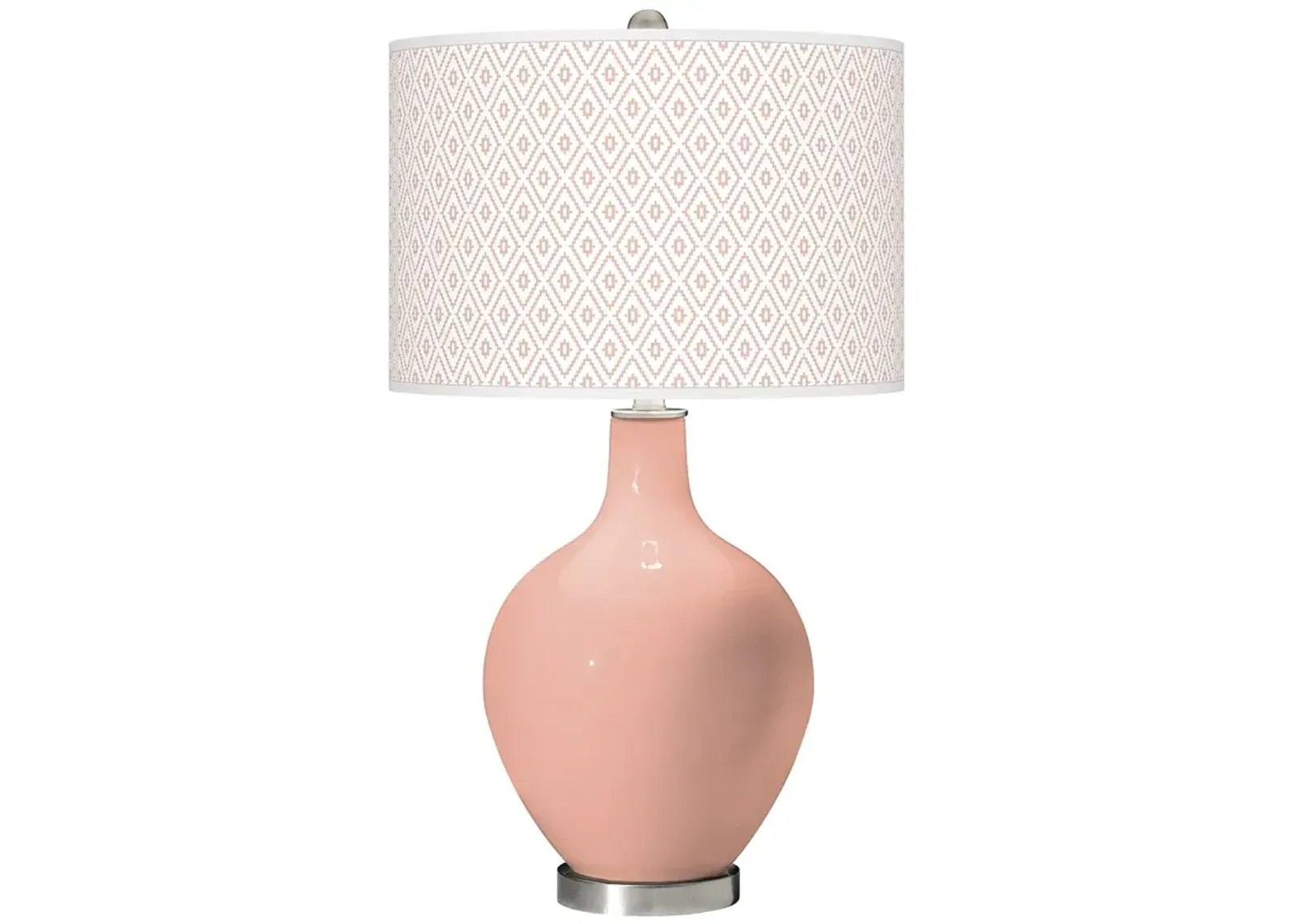 Color Plus Ovo 28 1/2" Diamonds Shade Mellow Coral Pink Table Lamp