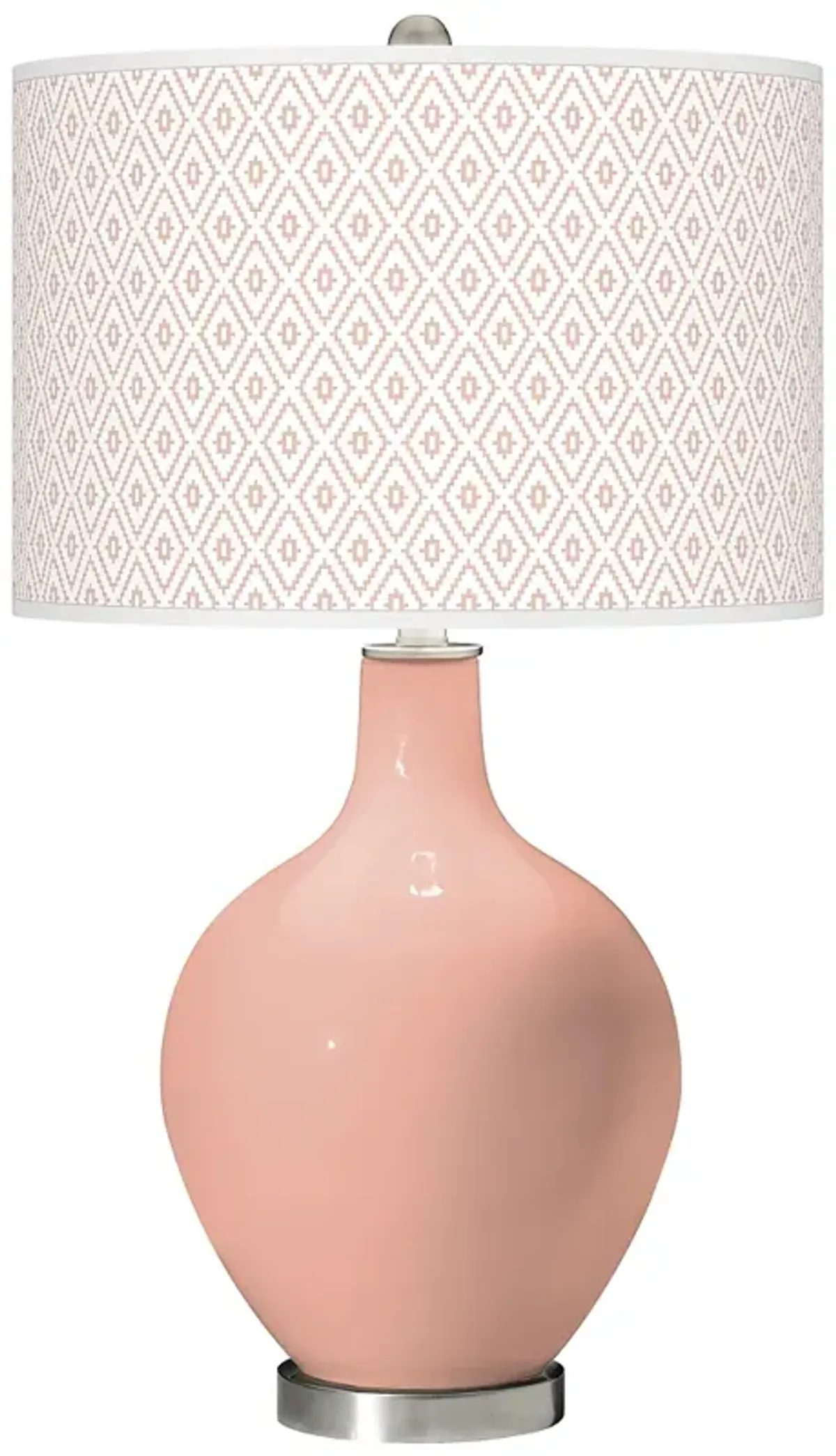 Color Plus Ovo 28 1/2" Diamonds Shade Mellow Coral Pink Table Lamp