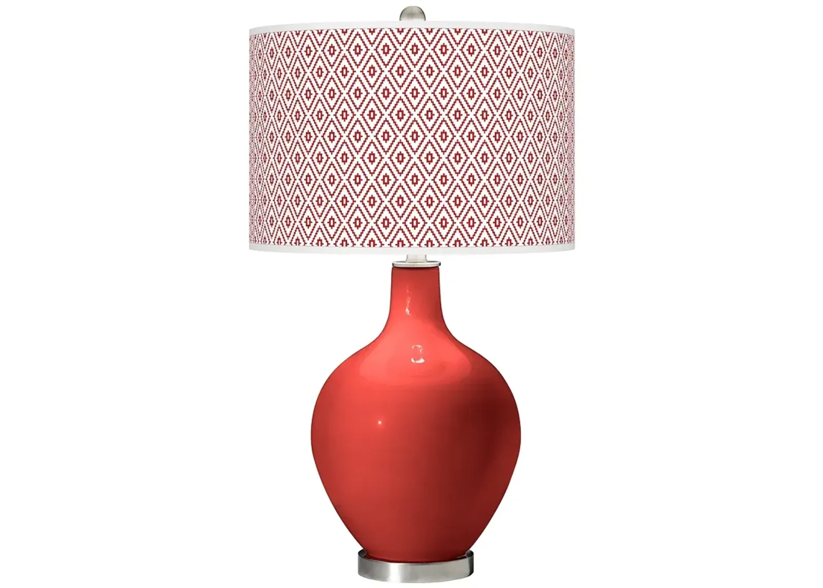 Color Plus Ovo 28 1/2" Diamonds Shade Cherry Tomato Red Table Lamp