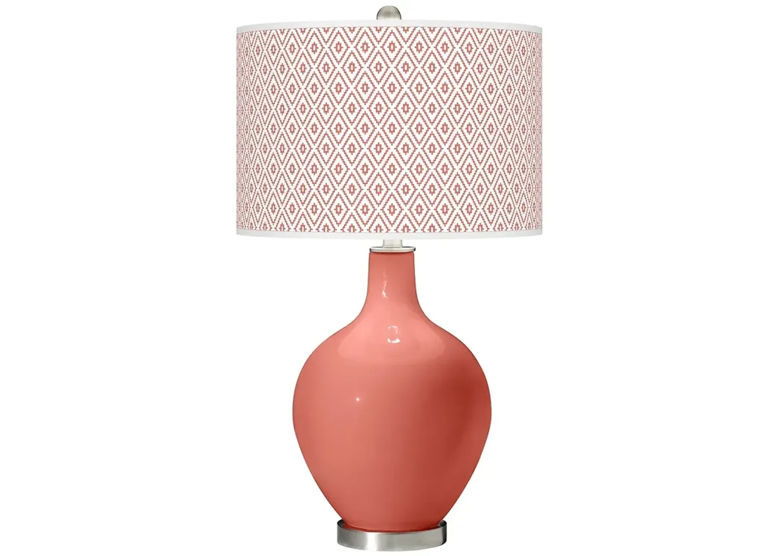 Color Plus Ovo 28 1/2" High Diamonds Shade Coral Reef Pink Table Lamp