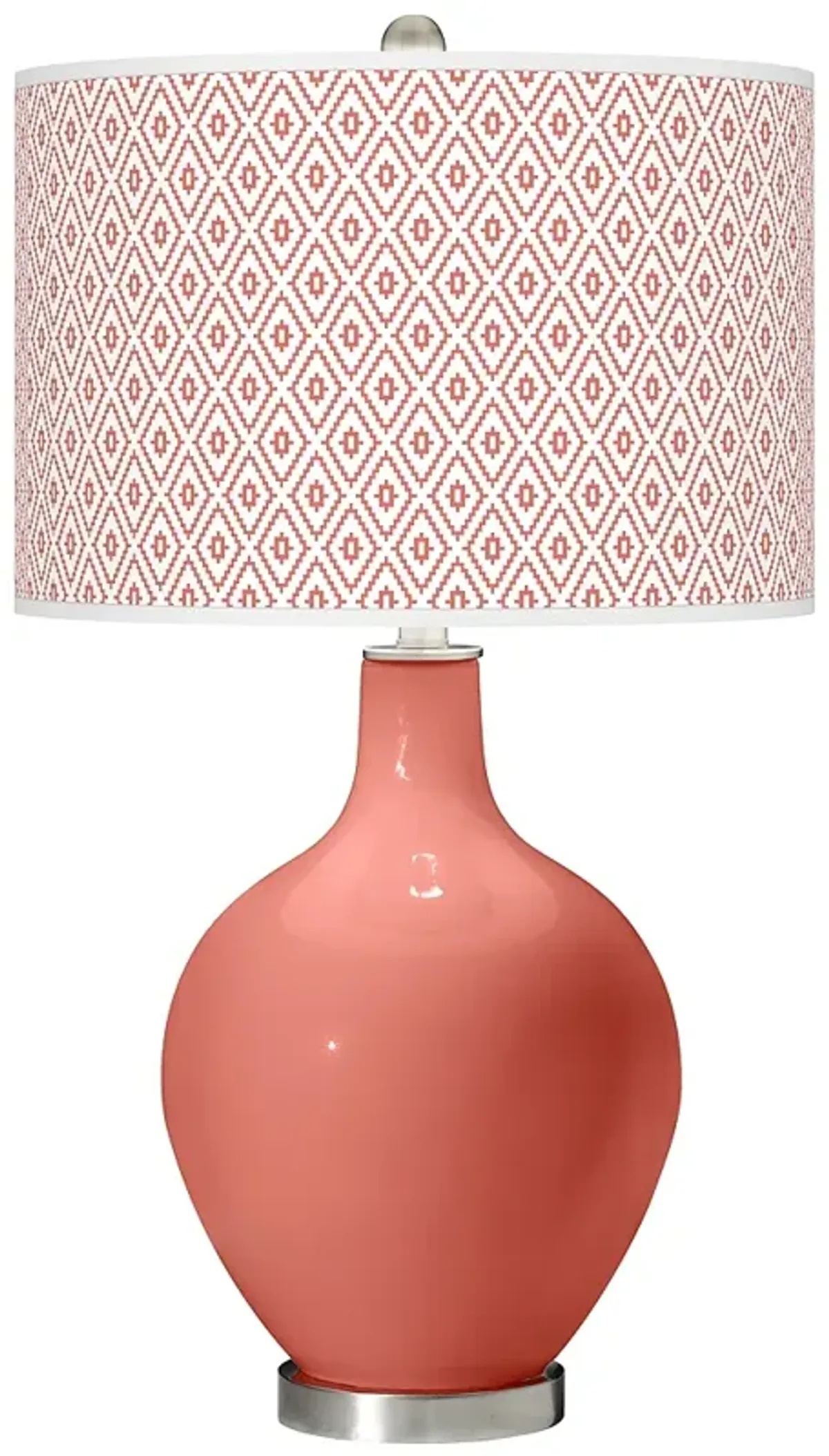 Color Plus Ovo 28 1/2" High Diamonds Shade Coral Reef Pink Table Lamp