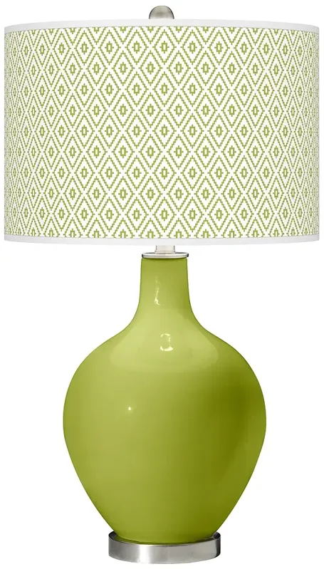 Color Plus Ovo 28 1/2" Diamonds Shade Parakeet Green Table Lamp