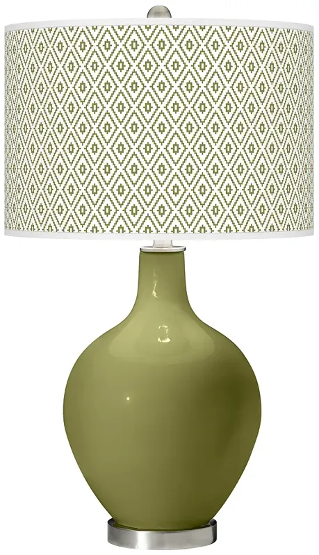 Color Plus Ovo 28 1/2" Diamonds Shade Rural Green Glass Table Lamp