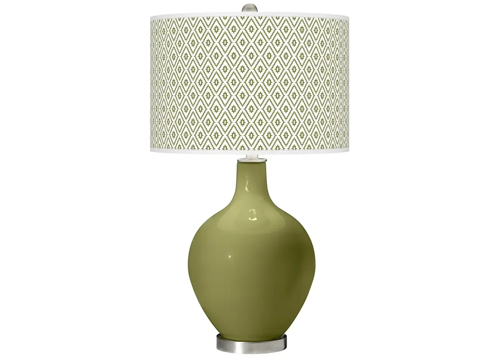 Color Plus Ovo 28 1/2" Diamonds Shade Rural Green Glass Table Lamp