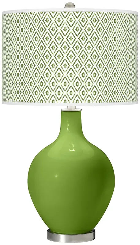 Color Plus Ovo 28 1/2" Diamonds Shade Gecko Green Glass Table Lamp